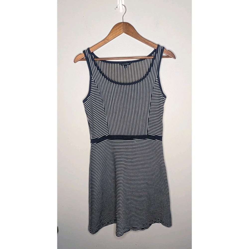 TOMMY HILFIGER Women's Size 2 Midi‎ Dress A Line Navy Blue Stripped Dress